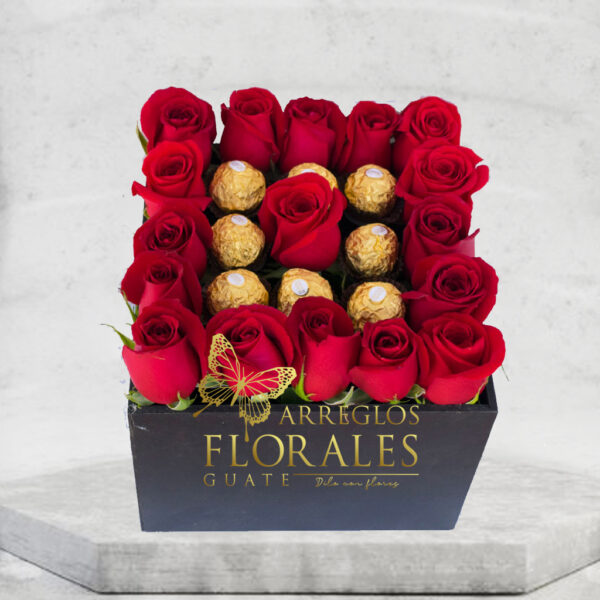 Arreglos de rosas con chocolates