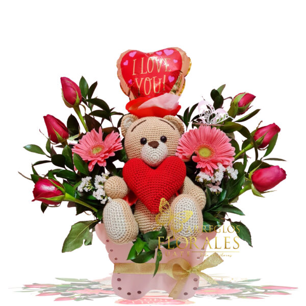 Arreglos florales con peluche